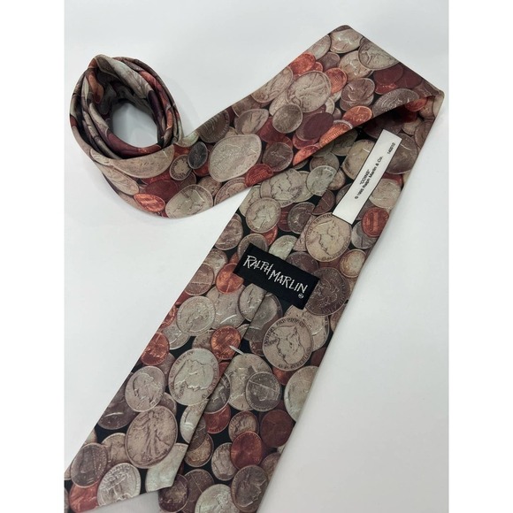 Money Necktie Coin Collector Pennies Nickels Dimes Quarters Half Whole Dollars - Picture 4 of 4